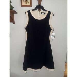 DKNY Sleeveless Color Blocked Mini Dress Black Beige 16 Business Classic Minimal